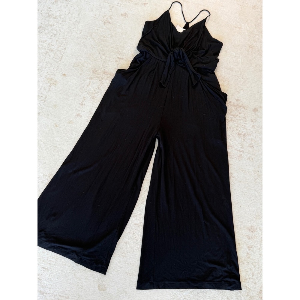 Moulinette Soeurs Anthropologie Black Wide Leg Tie Front Jumpsuit Medium